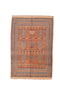 Vintage Afghan Copper and Blue Area Rug Wool Hand Knotted 3' 10" X 5' 7"