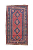 Vintage Tribal Boho Afghan Rug Red and Blue Hand Woven 3' 11" X 7' 1"