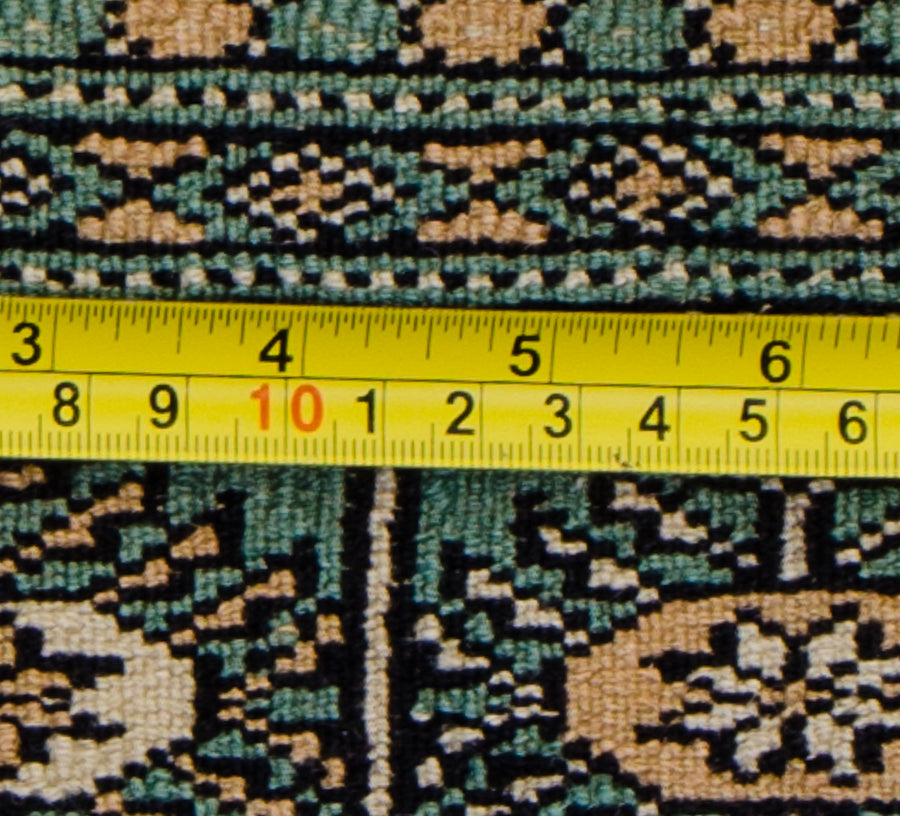 Vintage Kashmir Pakistani Wool Oriental Runner Rug, Green Black, 2