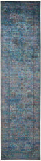 Vibrance, Blue Wool Runner Rug - 3' 1" x 11' 10"